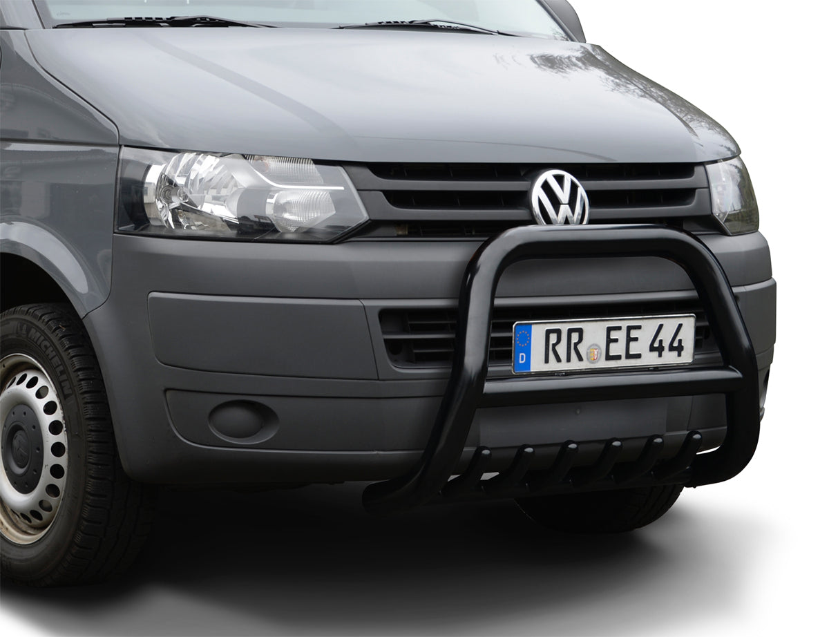 BLACK POWDER COATED BULLBAR WITH SKID PLATE SUITABLE FOR VW T5 (2003-2015)
