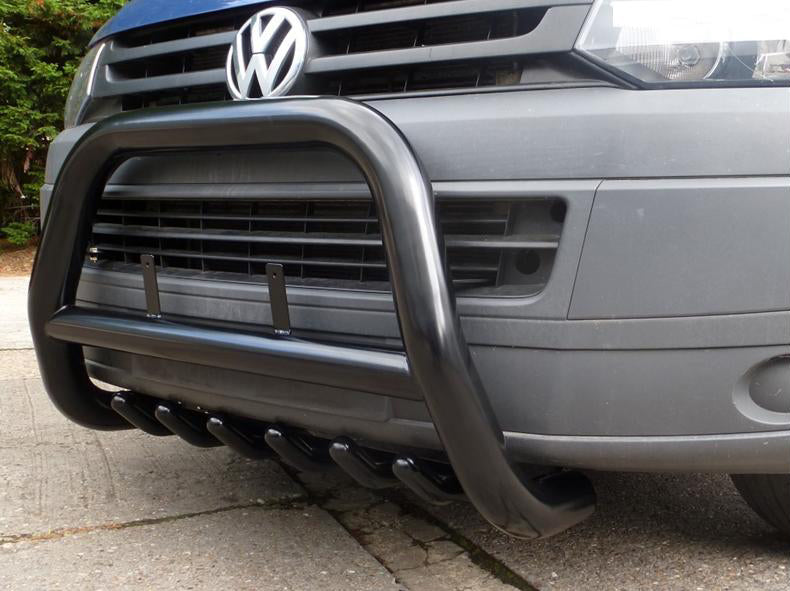 BLACK POWDER COATED BULLBAR WITH SKID PLATE SUITABLE FOR VW T5 (2003-2015)