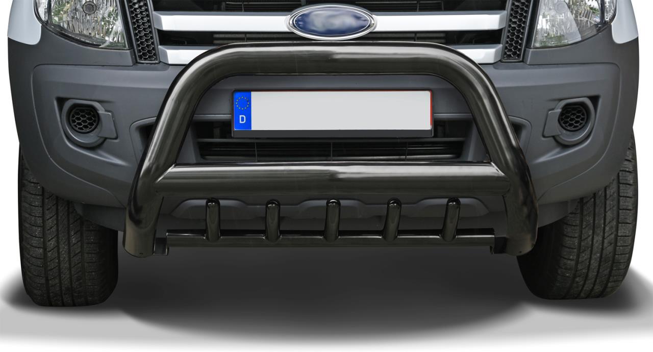 BLACK POWDER COATED BULLBAR WITH SKID PLATE SUITABLE FOR FORD RANGER (2012-2018)