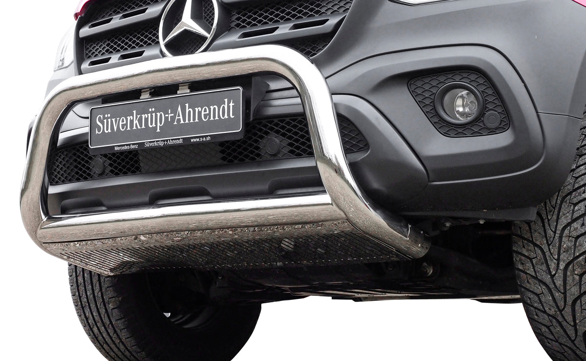 STAINLESS STEEL BULLBAR WITH SKID PLATE SUITABLE FOR MERCEDES-BENZ X-CLASS (2017-2020)