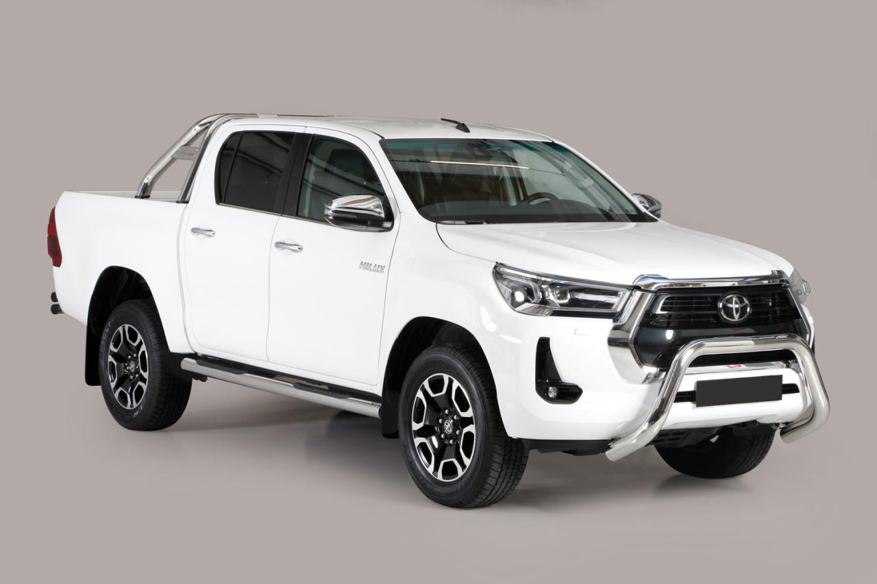 Stainless steel bullbar Ø 76 mm suitable for Toyota Hilux (2021-) Double Cab