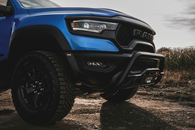 Zoomed image of a Dodge Ram TRX with a black bullbar